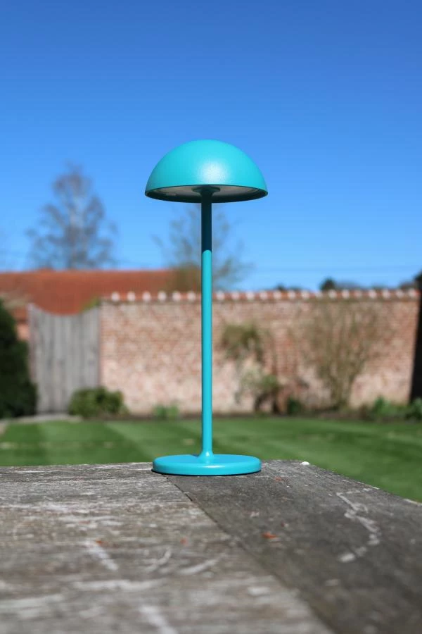 Lucide JOY - Lampe de table Rechargeable Intérieur/Extérieur - Batterie/Piles - Ø 12 cm - LED Dim. - 1x1,5W 3000K - IP54 - Turquoise - ambiance 3